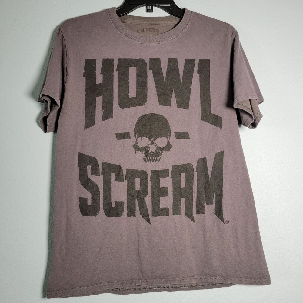 Official Howl-O-Scream Shirt S Gray Busch Gardens Theme Park Halloween Skull